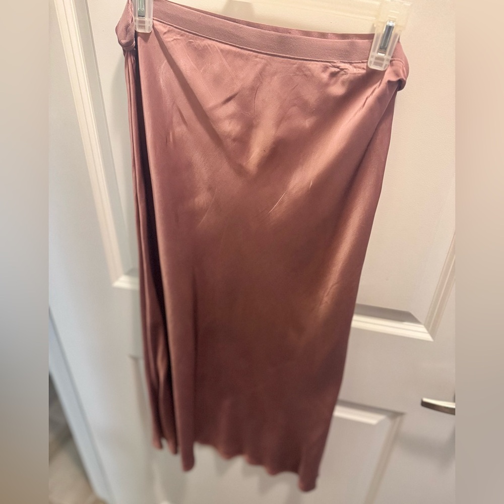 Pink Mauve Satin Midi Skirt